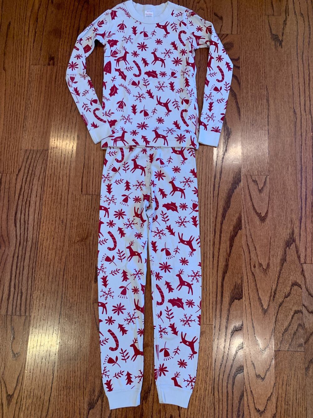 Hanna Andersson Scandi Cane Long John Holiday Cotton Pajama Set | Size 8